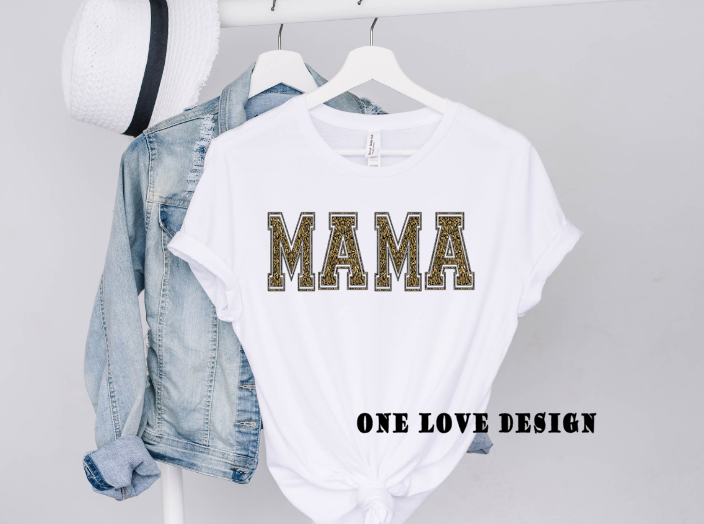 MAMA Leopard Letter Sublimation Tee