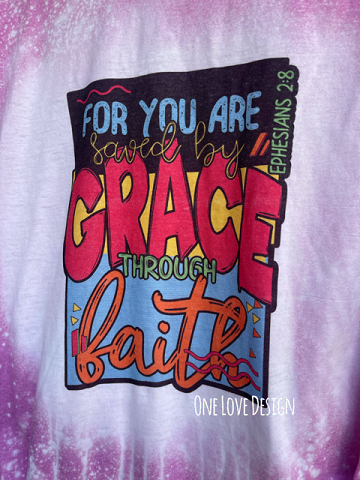 Bleached Saved By Grace Sublimation Tee