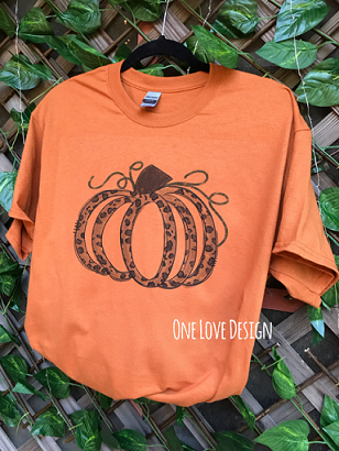 Brown and Tan Leopard Print Pumpkin Tee