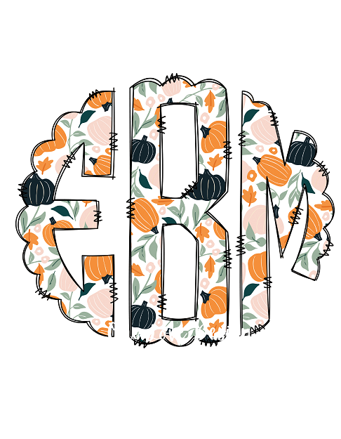 BOHO Pumpkin Monogram Vinyl Design