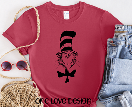 Red Cat and Hat Sublimation Tee
