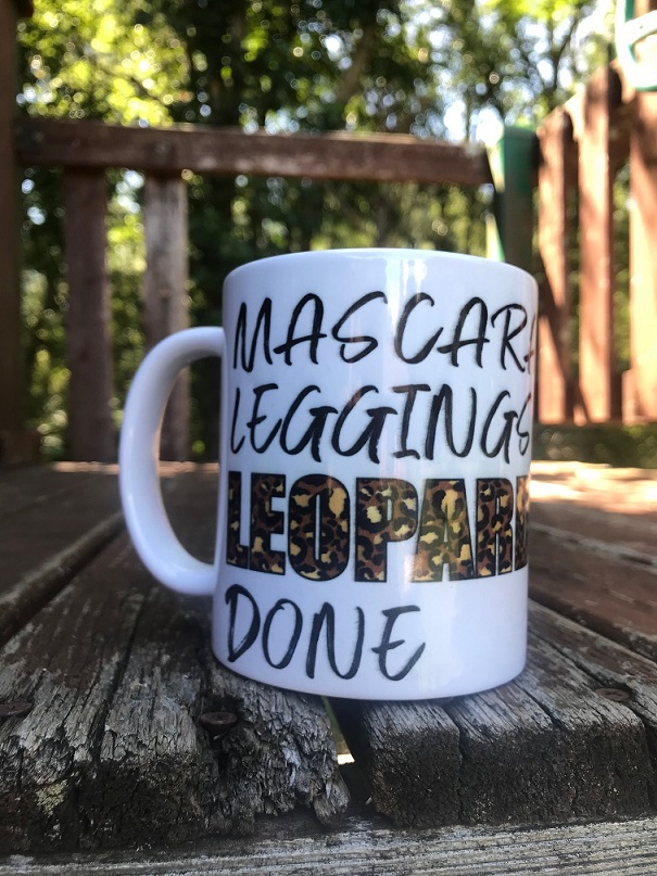 Mascara, Leggings, Leopard, Done Sublimation Coffee Cup