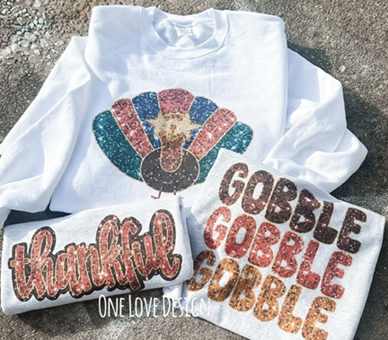 Faux Glitter Thanksgiving Sublimation Tee