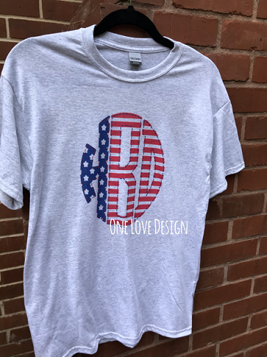 Red, White, Blue Monogram Sublimation Tee