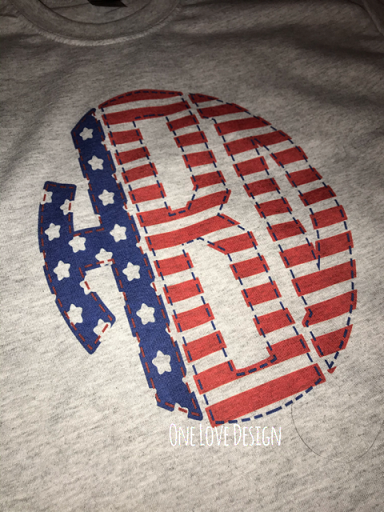 Red, White, Blue Monogram Sublimation Tee