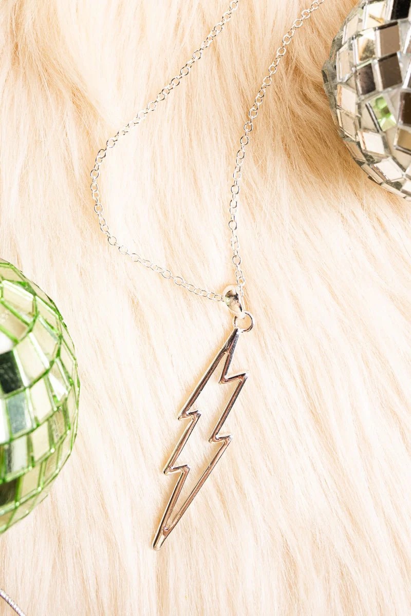 SILVER LIGHTNING BOLT NECKLACE