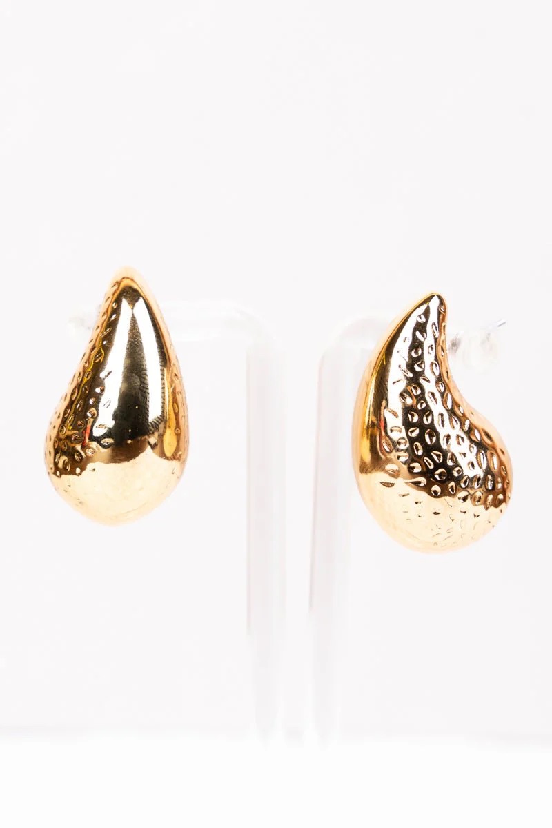 Megan Textured Goldtone Bubble Teardrop Earrings