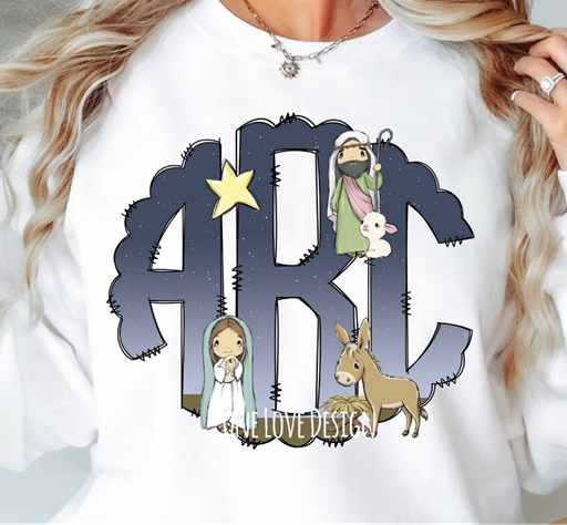 Nativity Monogram Vinyl Tee