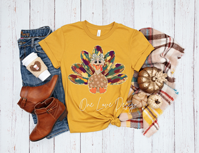 Colorful Glitter Turkey Vinyl Tee