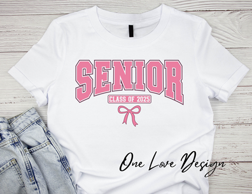 Pink Senior with Bow Vinyl Tee