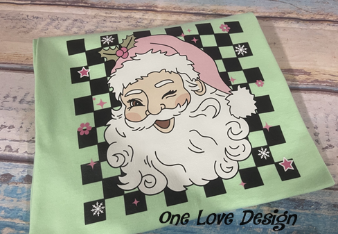 Retro Checkered Santa Vinyl Tee