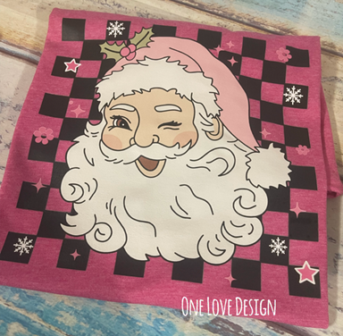 Retro Checkered Santa Vinyl Tee