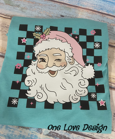 Retro Checkered Santa Vinyl Tee