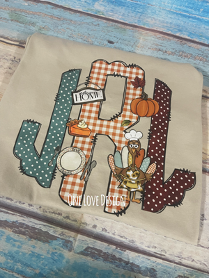 Vinyl Thanksgiving Monogram Tee