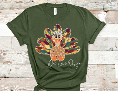 Colorful Glitter Turkey Vinyl Tee