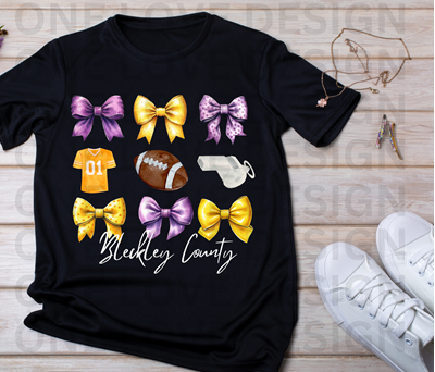 BC Rows Of Bows Football Vinyl Tee