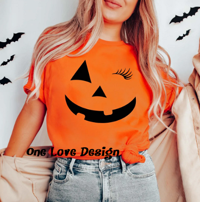 Winking Jack-o-lantern Face Vinyl Tee