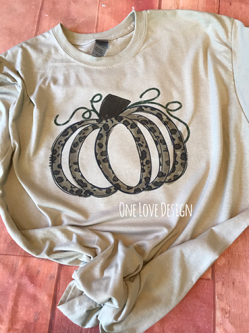 Brown and Tan Leopard Print Pumpkin Tee