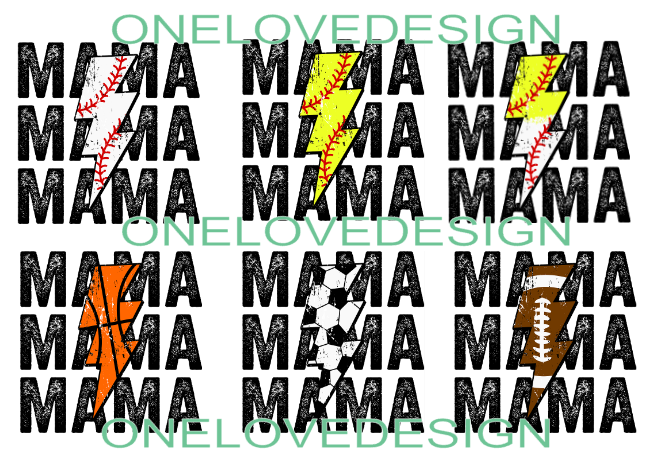 Mama Sports Lightning Bolt Sublimation Tee