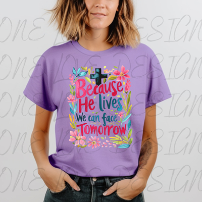 Because He Lives Floral Vinyl Tee