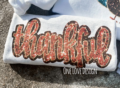 Faux Glitter Thanksgiving Sublimation Tee