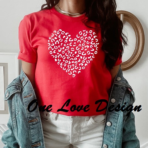 Leopard Print Heart Vinyl Tee