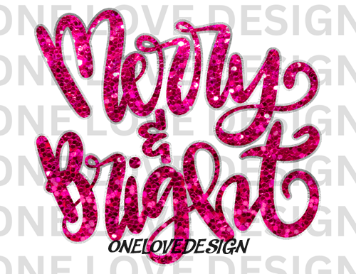 Glittery Pink Merry & Bright Vinyl Shirt