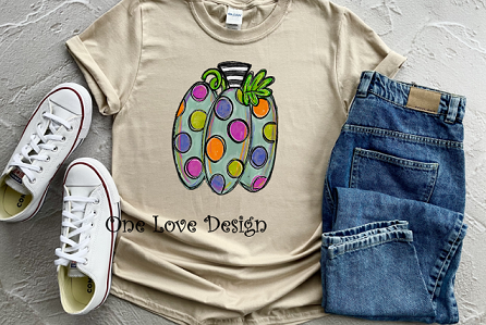 Colorful Fall Polka Dot Pumpkin Sublimation Tee