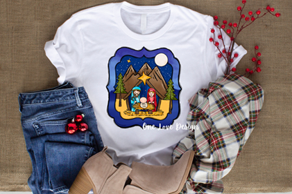 Stary Night Nativity Vinyl Tee