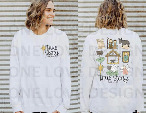 True Story Nativity Front & Back Vinyl Tee