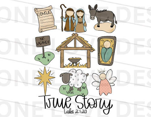 True Story Nativity Front & Back Vinyl Tee