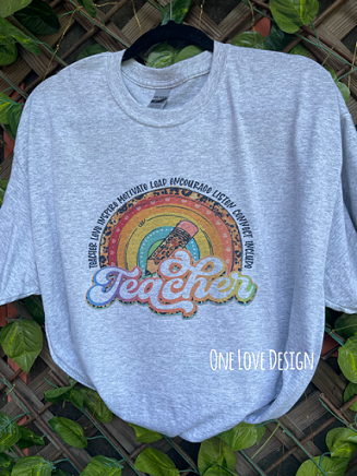 Teacher Rainbow Sublimation Tee