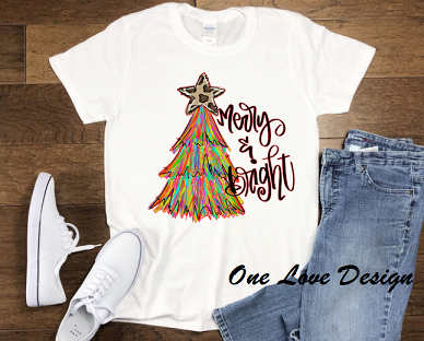 Merry and Bright Tree Sublimation Tee