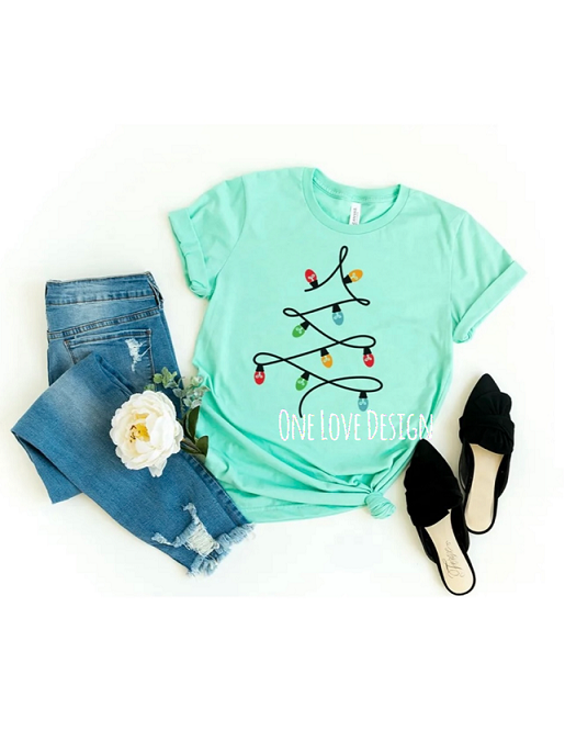 Christmas Tree Lights Vinyl Tee