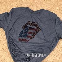 Leopard and American Flag Sublimation Tee