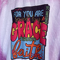 Bleached Saved By Grace Sublimation Tee
