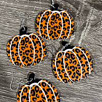 Orange Leopard Print Leather Earrings