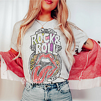 Rock and Roll with Lips Vintage Sublimation Tee