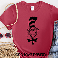 Red Cat and Hat Sublimation Tee