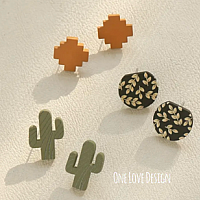 3 pack clay stud earrings