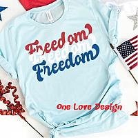 Red White & Blue Stacked Freedom Vinyl Tee