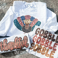 Faux Glitter Thanksgiving Sublimation Tee