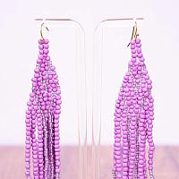 Purple Seed Bead Tassel Earrings