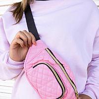 THE GETAWAY PINK FAUX LEATHER QUILTED FANNY PACK