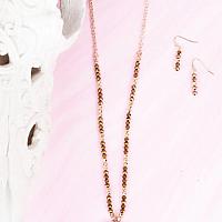 BROWN DYNASTY BEADED NECKLACE AND EARRING SET