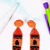 ORANGE CRAYON SEED BEAD EARRINGS