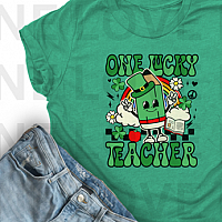 One Lucky Teacher Vinyl Tee