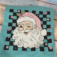 Retro Checkered Santa Vinyl Tee