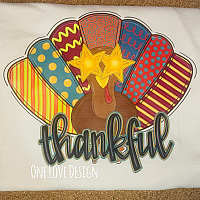 Thankful Turkey With Stars Vinyl Tee