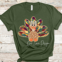 Colorful Glitter Turkey Vinyl Tee